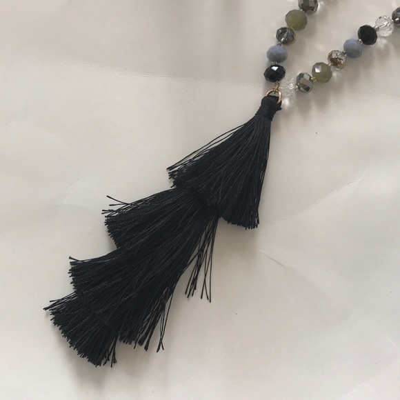 Long Tiered Tassel and Bead Necklace - Picture 2 of 7